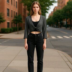 Connected Apparel Metallic Knit Cropped Shrug Cardigan XL NWT Evening Layer